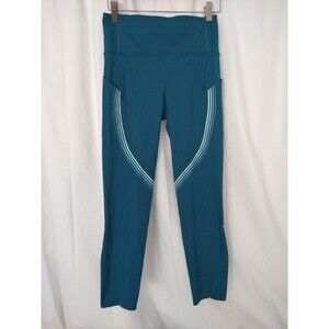 LULULEMON LEGGINGS TEAL SIZE 6 stripes pockets activewear performance comfort
